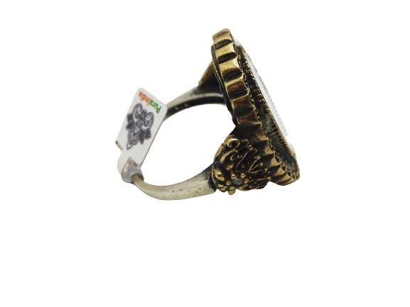 Anillo de plata bañada de la India con espejo