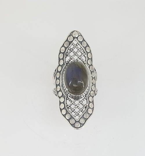 Anillo de plata de la India con labradorita