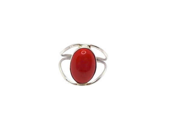 Anillo de plata de la India con coral