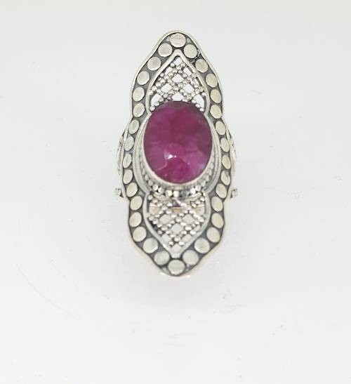 Anillo de plata con rubi de jaipur