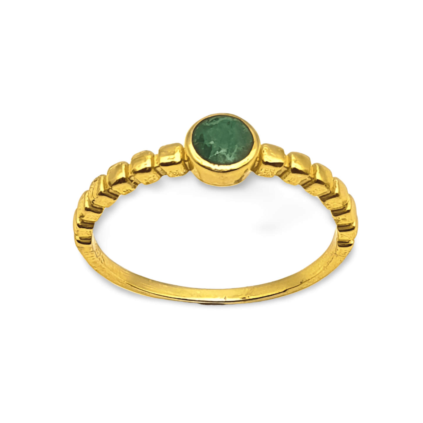 Anillo de plata dorada con esmeralda