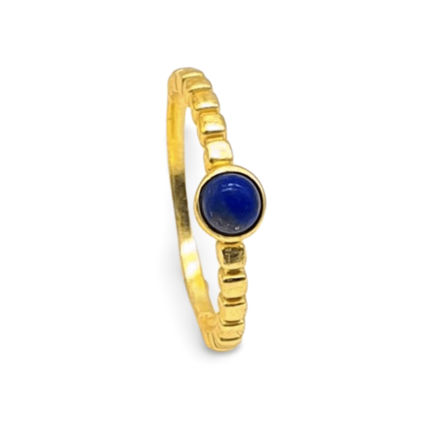 Anillo de plata dorada con lapislázuli