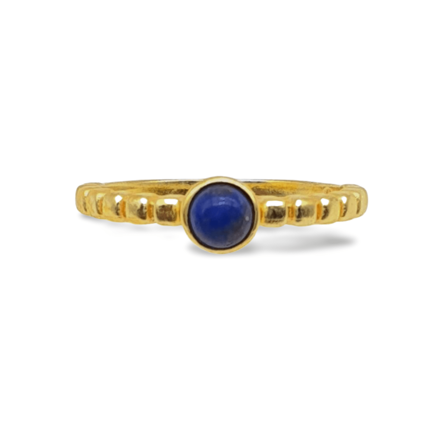 Anillo de plata dorada con lapislázuli