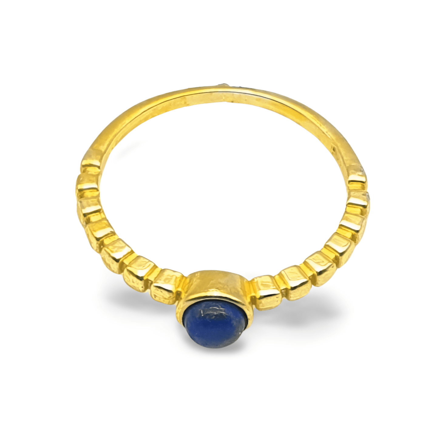 Anillo de plata dorada con lapislázuli