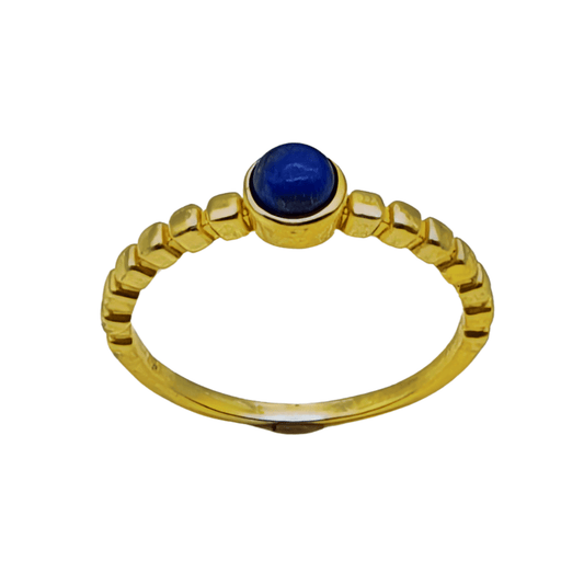 Anillo de plata dorada con lapislázuli