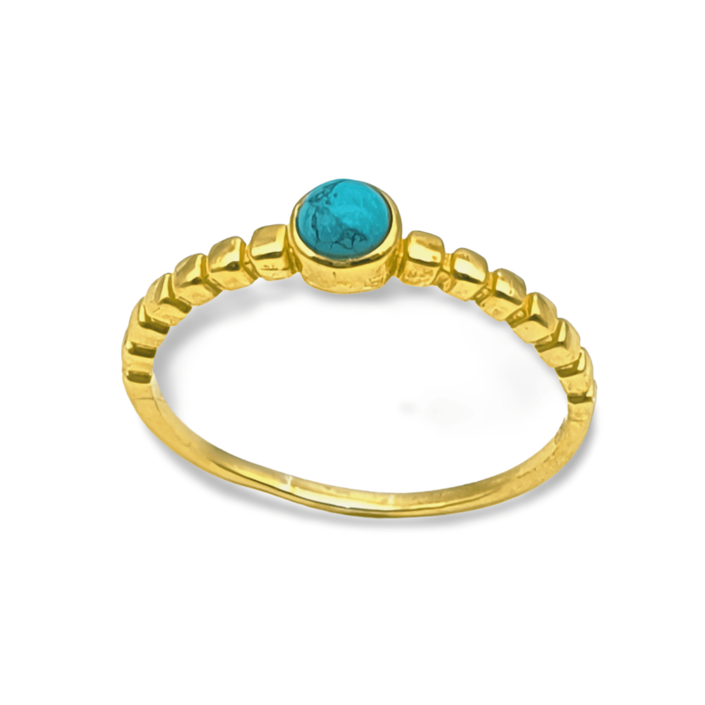 Anillo de plata dorada con turquesa