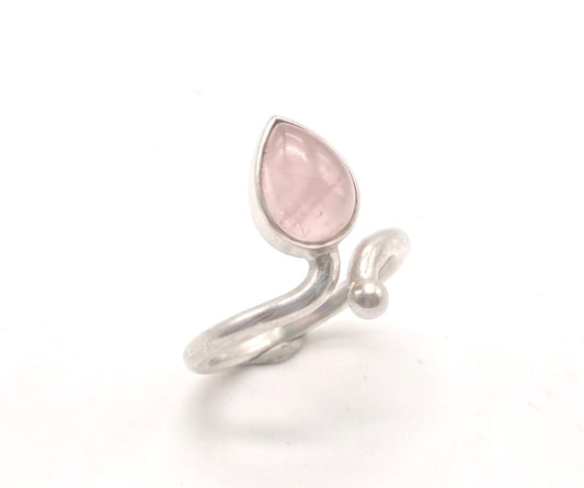 Anillo de Plata ajustable con cuarzo rosa