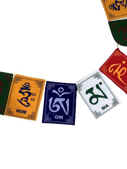 Banderas tibetanas mantra OM MANI PADME HUM