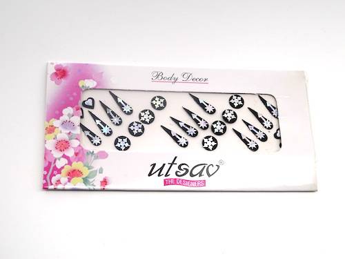 Bindis de la india variados color negro y plata