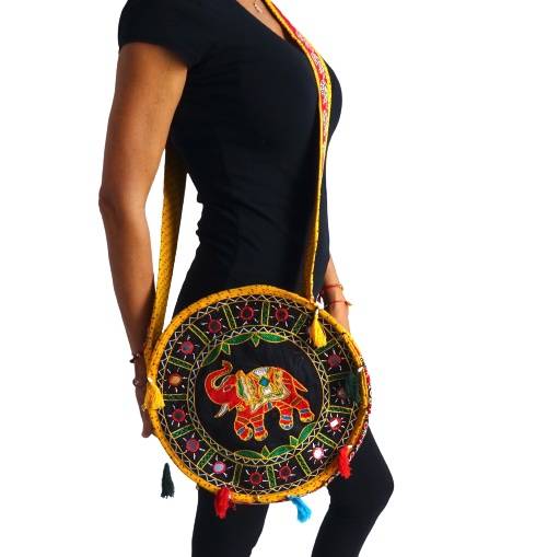 Bolso boho bandolera redondo de la india