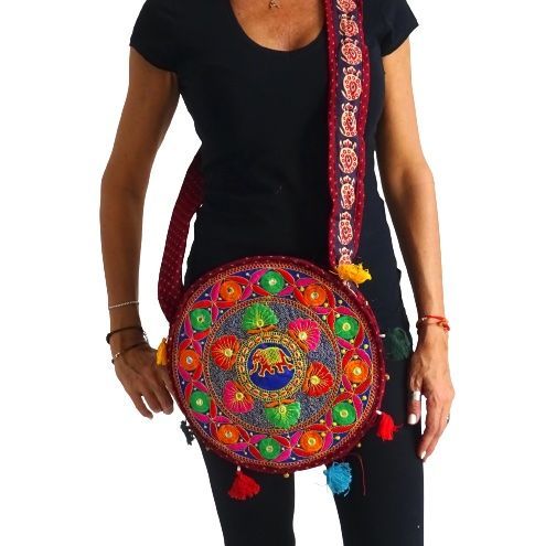 Bolso boho bandolera redondo de la india