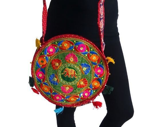 Bolso boho bandolera redondo de la india
