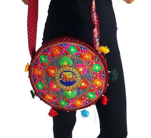 Bolso boho bandolera redondo de la india