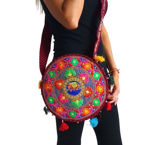 Bolso boho bandolera redondo de la india