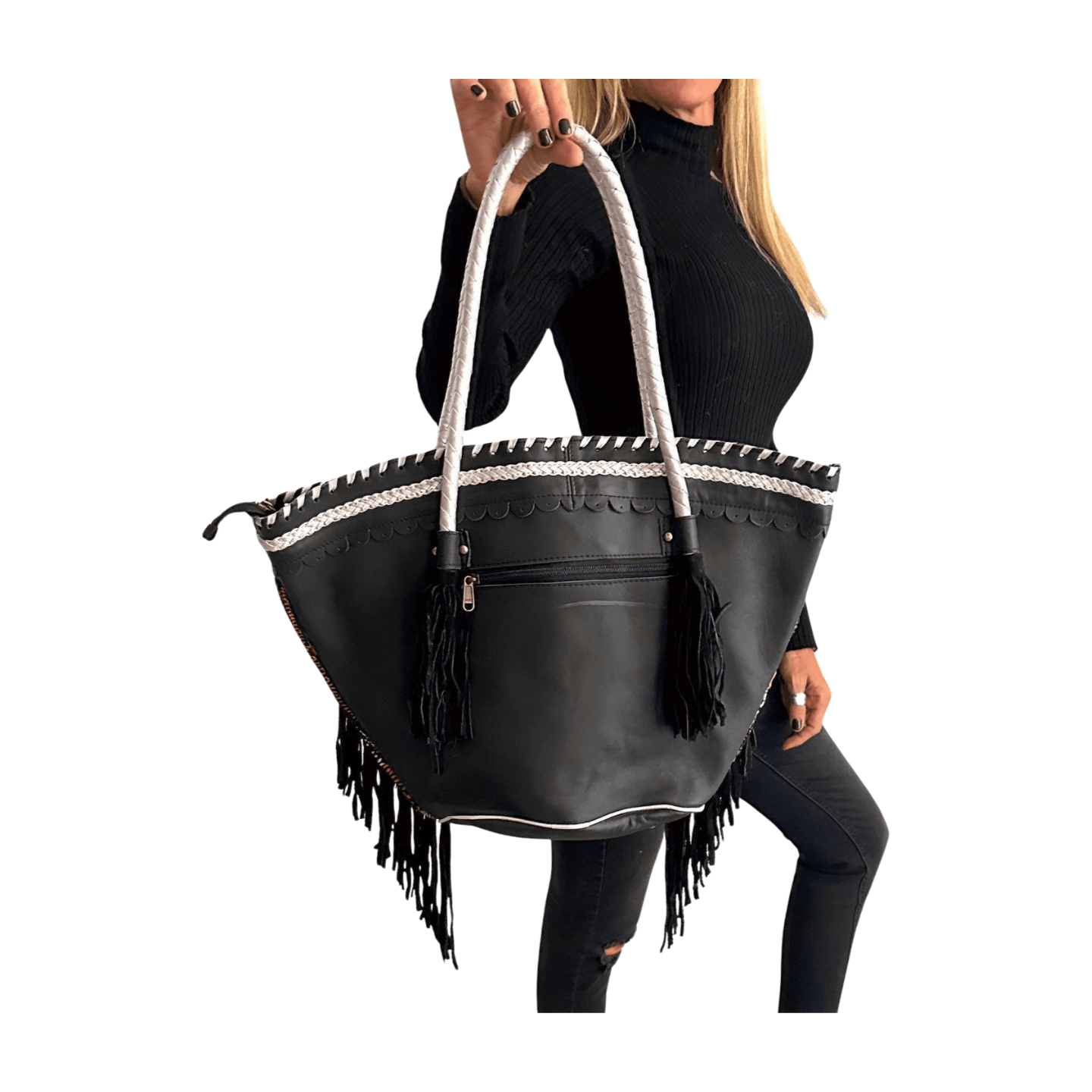 Bolso bandolera indio granate con pompones