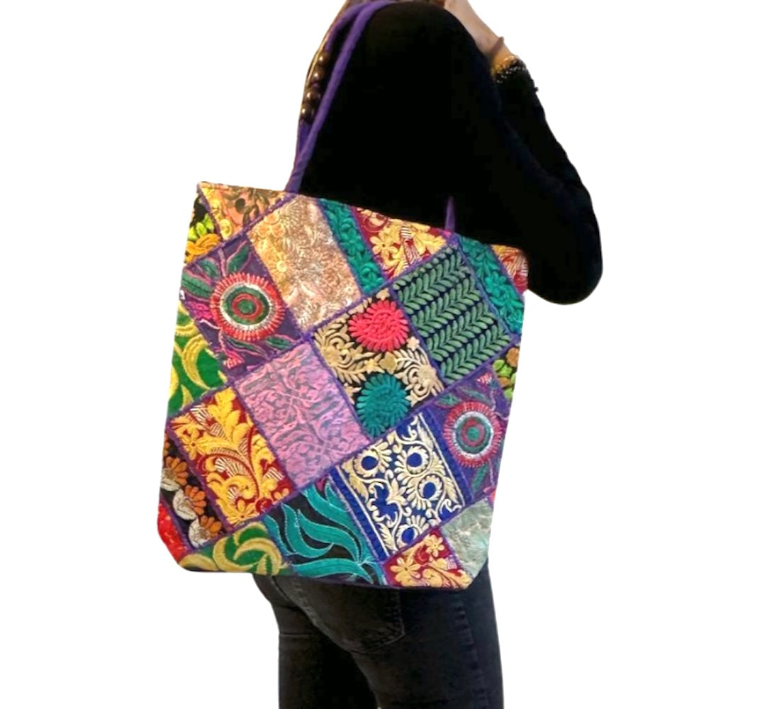 Bolso bohemio de cuadros de colores