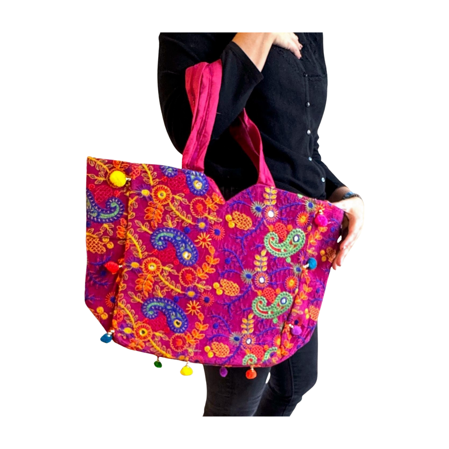 Bolso bohemio fucsia de colores