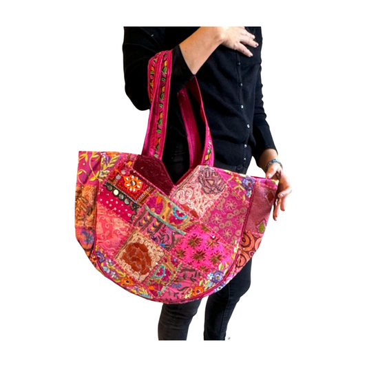 Bolso bohemio fucsia de colores