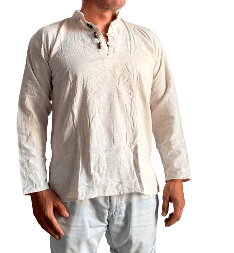 Camisa étnica india para hombre de algodón rústico