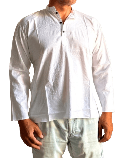 Camisa étnica india unisex de algodón con botones