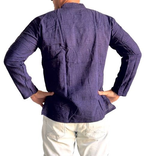 Camisa étnica india para hombre de algodón rústico