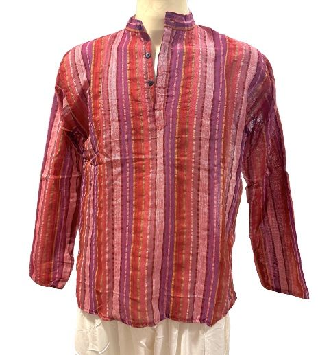 Camisa étnica india para hombre con rayas de colores