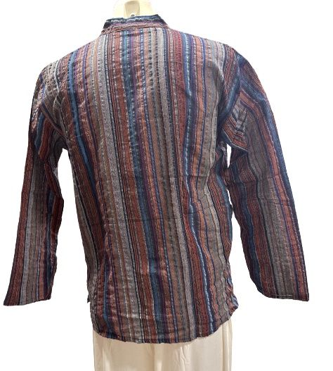 Camisa étnica india para hombre con rayas de colores
