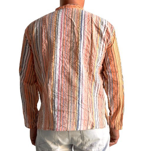 Camisa étnica india para hombre con rayas de colores