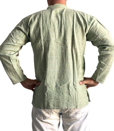Camisa étnica india para hombre de algodón rústico