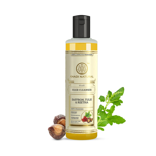 Champú ayurveda KHADI natural de AZAFRÁN, TULSI Y REETHA