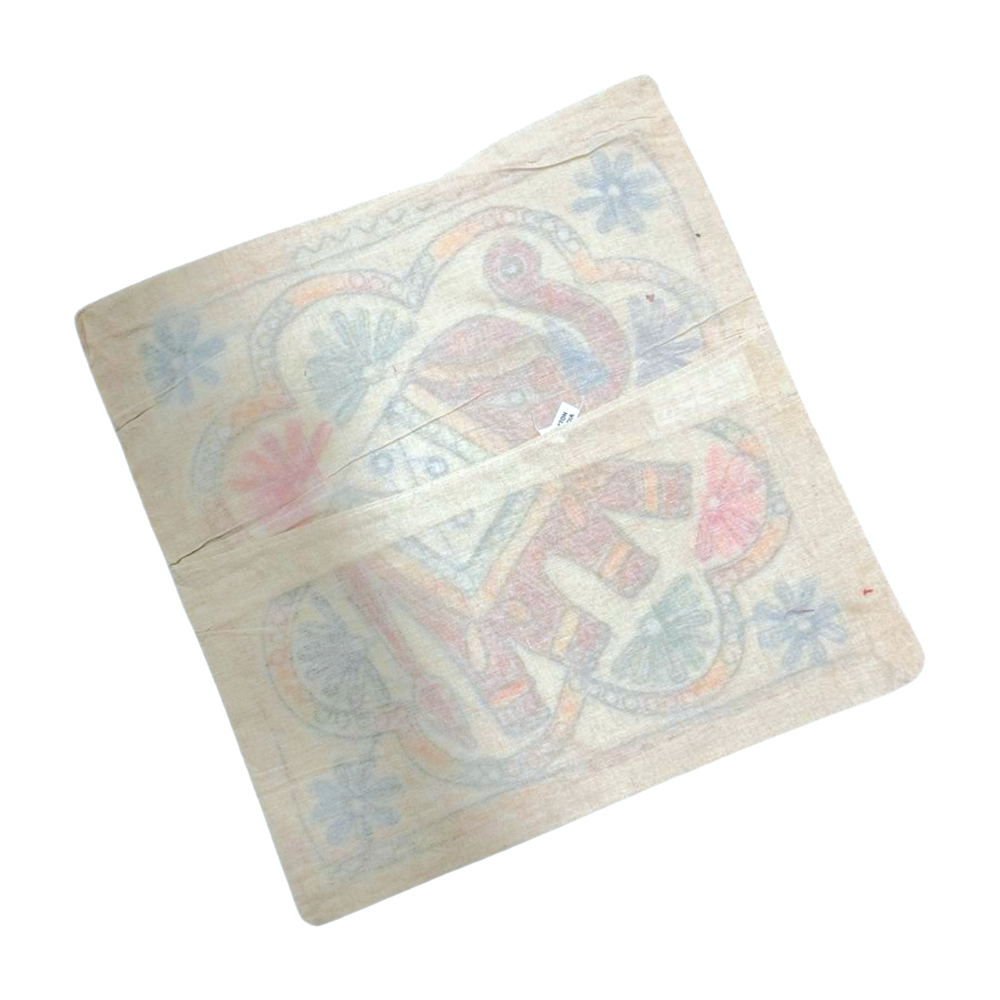 Funda de cojín étnico indio elefante bordado