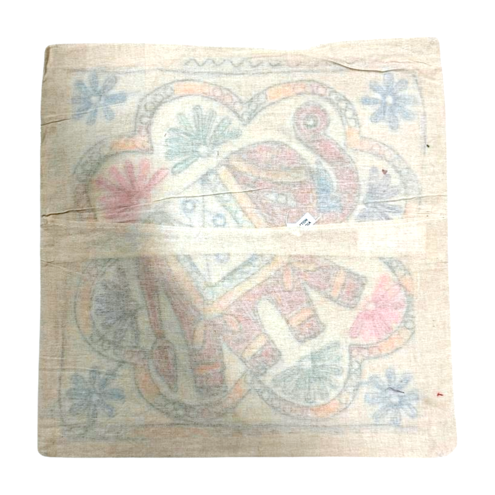 Funda de cojín étnico indio elefante bordado