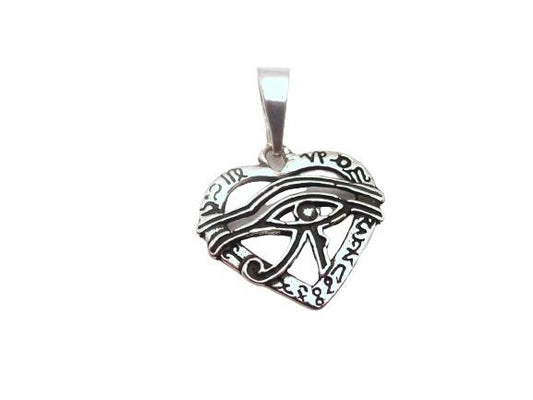 Colgante de plata corazón con ojo de horus