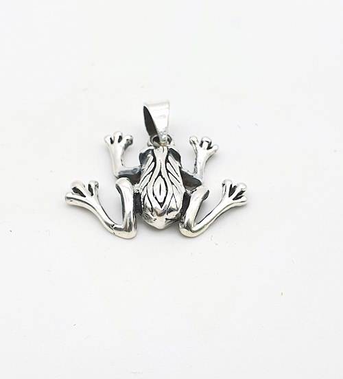 Colgante de rana de plata