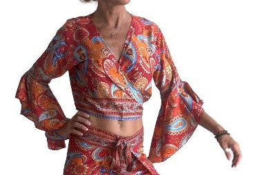Blusa estampada de seda india