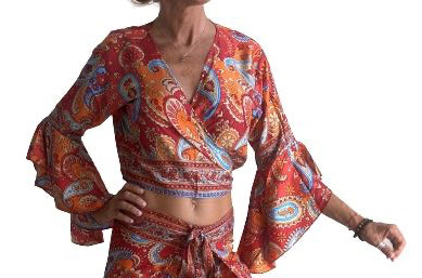 Blusa estampada de seda india