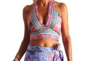 Top reversible de seda de la India
