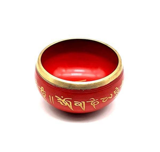cuenco tibetano rojo de siete metales color rojo