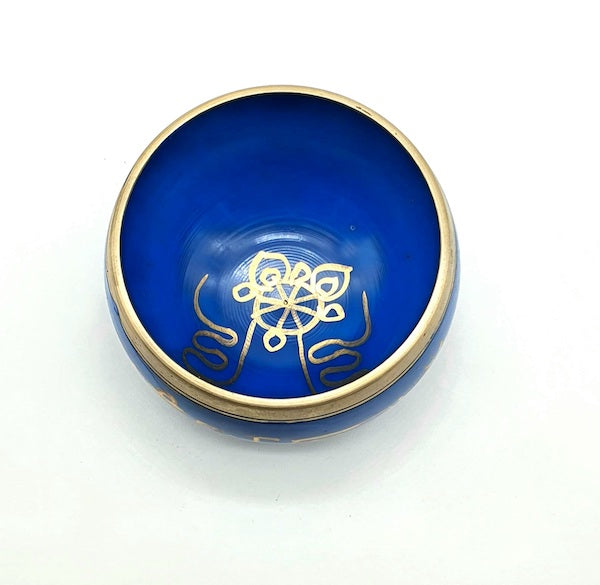 Cuenco tibetano azul de siete metales mantra