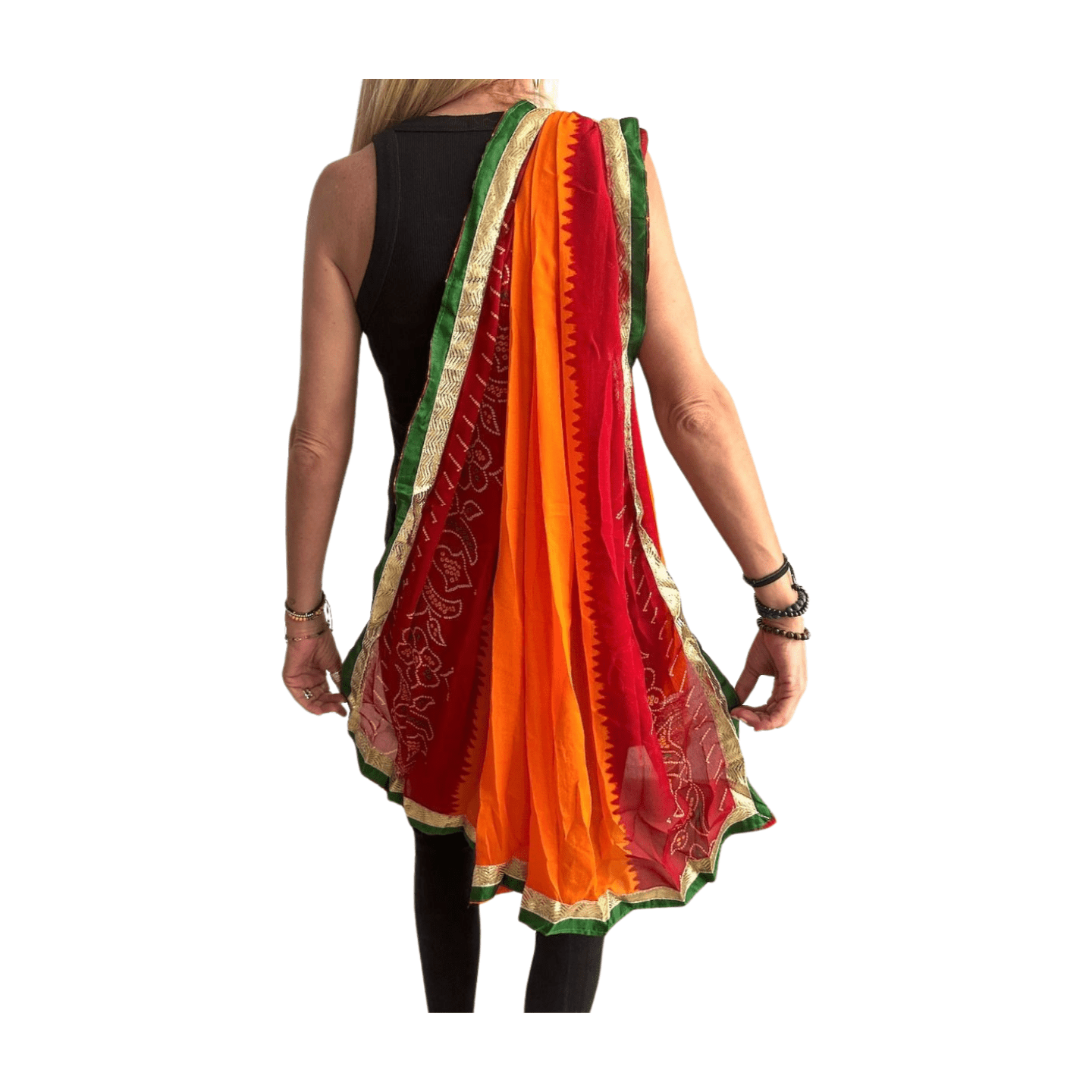 Dupatta bollywood naranja y granate
