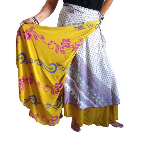 Falda pareo india sedosa reversible