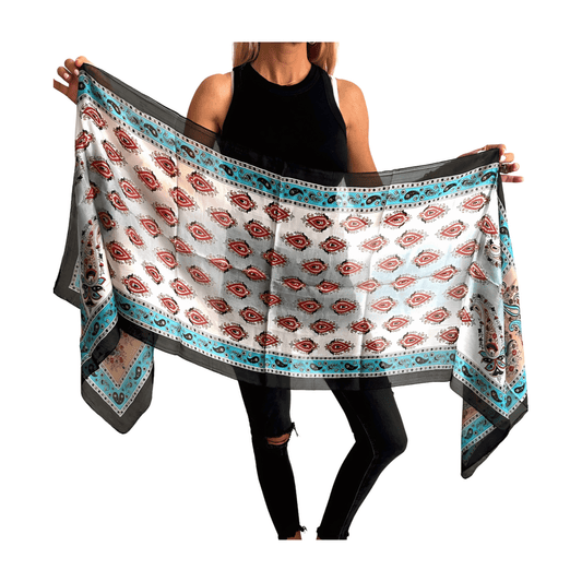 Foulard de seda de la india estampado negro