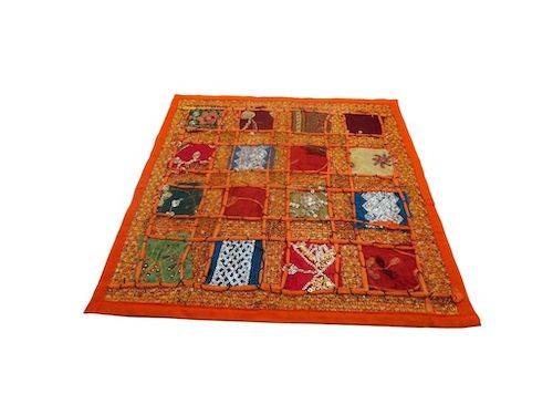 Funda de cojín étnico indio de patchwork color NARANJA