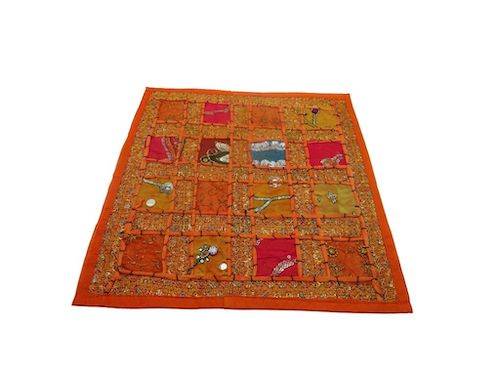 Funda de cojín étnico indio de patchwork color NARANJA