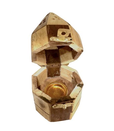 Incensario de madera bicolor octogonal de India