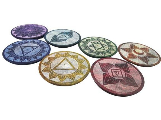Incensario redondo de piedra chakras