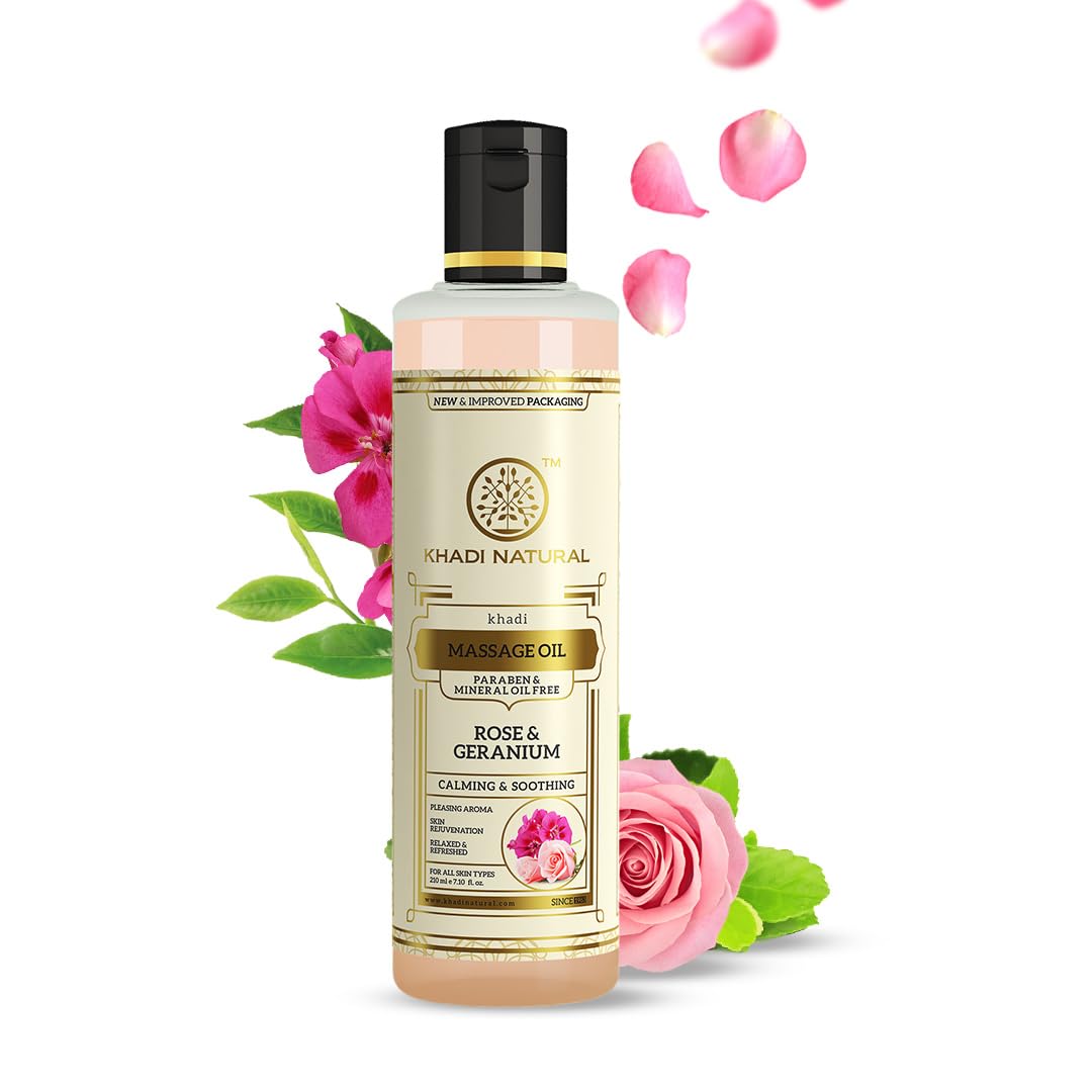Aceite de masaje KHADI natural de ROSA Y GERANIO