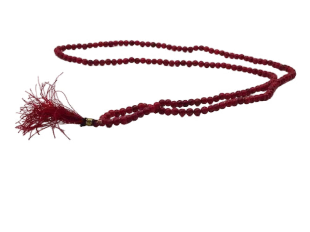 Collar de cuentas pequeñas de ÁGATA ROJA en forma de Japa Mala