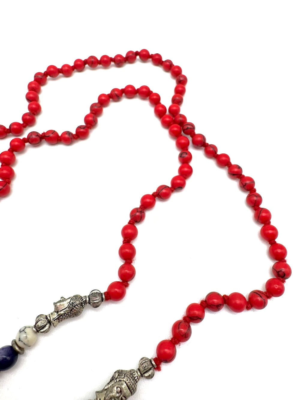 Mala de minerales naturales ÁGATA ROJA y piedras 7 chakras con cabeza de buda