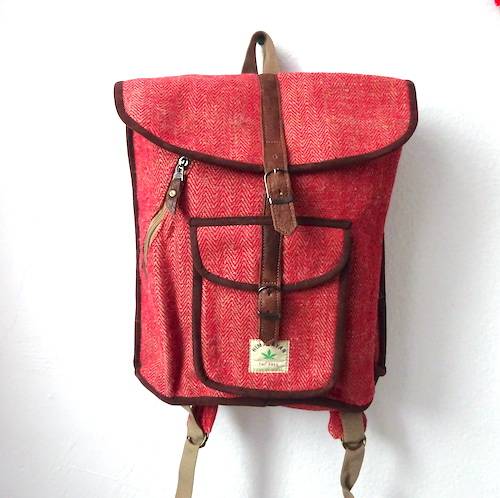 Mochila de cañamo ecológico color rojo
